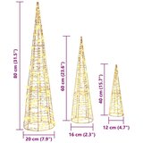 vidaXL Božično drevo med 90 LED 3 pcs Toplo bela 40 cm 60 cm 80 cm PET | Shoptok.si