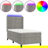 The Living Store Box spring postelja z vzmetnico LED svetlo siva 90x200 cm žamet - Box Spring Postelja, (21491385) | Shoptok.si