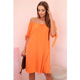 Kesi Włoski Women's viscose dress with tied sleeves orange Cijene