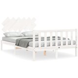 The Living Store Posteljni okvir z vzglavjem bel 120x200 cm trden les - Posteljni Okvir, (21527813) | Shoptok.si