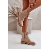 Kesi Women's insulated ankle boots with zip made of eco-suede beige Mardia | ePonuda.com