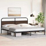 Metalni Kovinski posteljni okvir brez vzmetnice rjavi hrast 200x200 cm, (21607687) | Shoptok.si