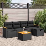 vidaXL 6-dijelni set vrtnih sofa s jastucima crni od poliratana | shoptok.hr