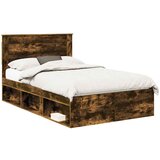 vidaXL Konstrukcija postelje z vzglavjem Dimljeni oreh 120 x 190 cm, (5000104227) | Shoptok.si