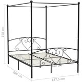  Okvir za krevet s nadstrešnicom crni metalni 140 x 200 cm | Eponuda.com