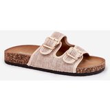 Boto Women'S Fabric Slippers On Cork Platform With Buckles Beige Osoffe | ePonuda.com