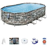Bestway Montažni bazen Power Steel Comfort Jet Series (610 x 366 x 122 cm, filtrska črpalka: 9.463 l/h, 2 masažni šobi Comfort Jet, z lestvijo in LED svetilko | Shoptok.si