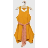 Sisley Dječja pamučna haljina boja: narančasta, mini, širi se prema dolje
