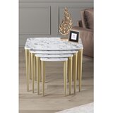 Hanah home set od 4 umetnutih stočića Telwe, beli mermer / zlatni | Eponuda.com