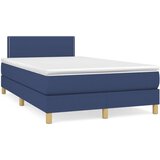 vidaXL Box spring postelja z vzmetnico modra 120x190 cm blago | Shoptok.si