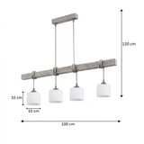 Brilagi Luster na sajli WOOD GLASS 4xE27/60W/230V borovina/siva/bela | Eponuda.com