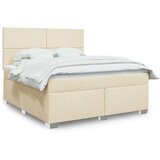 vidaXL Box spring postelja z vzmetnico krem 180x200 cm blago | Shoptok.si