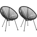  Vrtni stol okrogel 2 kosa PVC ratan črne barve | Shoptok.si