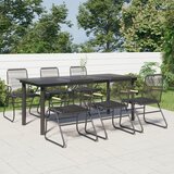  Vrtna garnitura - 7-dijelni vrtni blagovaonski set od PVC ratana crni - 7 Cijene