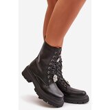 Boto Women's Eco Leather Worker Boots With Pins Black Kristines | ePonuda.com