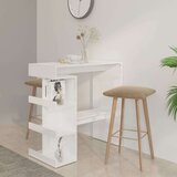 vidaXL Barska miza s policami visok sijaj bela 100x50x101,5 cm | Shoptok.si