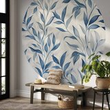  Okrugla fototapeta - Delicate botanical motif with blue leaves 180x180 | shoptok.hr