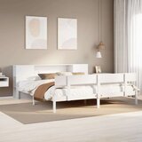 vidaXL Krevet s regalom z knjige bez madraca bijeli 200x200cm borovina | shoptok.hr