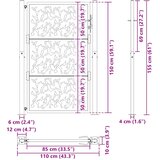  Vrtna vrata crna 100x150 cm dizajn s čeličnim krilom | shoptok.hr