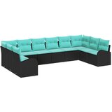 vidaXL Vrtna sedežna garnitura 10 pcs Črna in turkizna poli ratan, (5000135336) | Shoptok.si