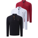 Dewberry TRIPLE SET V4009 MENS SWEATSHIRT-BLACK-WHITE-BURGUNDY Cene