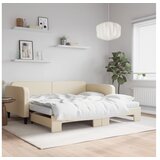 vidaXL Izvlečna dnevna postelja z vzmetnico krem 100x200 cm | Shoptok.si