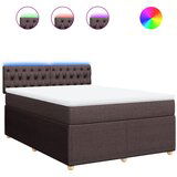 vidaXL Box spring postelja z vzmetnico temno rjav 140x190 cm blago, (21307047) | Shoptok.si
