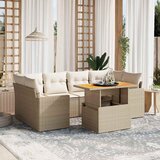 Maison Chic Seti vrtnega pohištva - Vrtna garnitura - Vrtni pohištvo set 7-delna z blazinami bež poli ratan, (21807733) | Shoptok.si