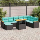  Vrtna garnitura - 9-dijelni set vrtnih sofa s jastucima crni od poliratana - Crna sa spremištem 1 | shoptok.hr