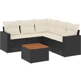  6-dijelni set vrtnih sofa s jastucima crni od poliratana | shoptok.hr