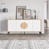 Marckeric Bela/v naravni barvi nizka komoda v hrastovem dekorju 180x82 cm Vae – | Shoptok.si