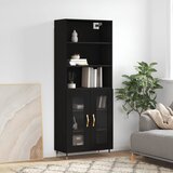 vidaXL Visoka komoda črna 69,5x34x180 cm inženirski les Cene