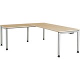 mauser Pisalna miza, s priklučkom, noge iz okrogle cevi, VxŠxG 680 - 760 x 1800 x 800 mm, kotni element na levi strani, plošča v imitaciji javorja, og | Shoptok.si