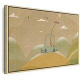  Slika - Dreamy Traveler - A Cheerful Giraffe Driving a Car on a Sunny Day 120x80 U prirodnom drvenom okviru | shoptok.hr