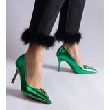  Green patent stilettos adorned with rhinestones Almana | Shoptok.si