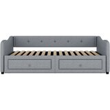 Lumor Vlečna postelja 90/180x200 cm z 2 predaloma - Tkanina iz lana - Siva (brez vzmetnice), (22155738) | Shoptok.si