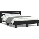 Furnova Posteljni okvir z vzglavjem črn 120x190 cm inženirski les, (21935019) | Shoptok.si