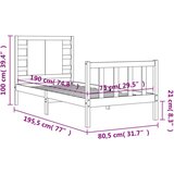  Posteljni okvir z vzglavjem črn 2FT6 trden les, (20735834) | Shoptok.si
