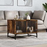 vidaXL Klubska mizica s steklenimi vrati dimljeni hrast 68,5x50x50 cm | Shoptok.si