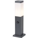 QAZQA Zunanja svetilka temno siva z opalnim steklom 45 cm IP44 z vtičnico in senzorjem gibanja - Malios | Shoptok.si
