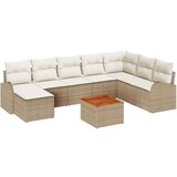  9 Delna Vrtna Kavčna Garnitura z Blazinami Bež Poly Rattan Akacije, (22090694) | Shoptok.si
