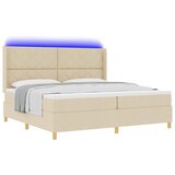  Krevet s opruga kutije s LED trakama Krema 200 x 200 cm tkanina | shoptok.hr