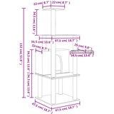  Penjalica za mačke sa stupovima za grebanje tamnosiva 132 cm | shoptok.hr