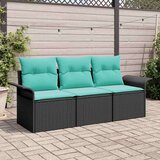  Vrtna sedežna garnitura z blazino 3 pcs Črna Poly ratan, (5000144136) Slike
