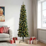  Umjetno vitko božićno drvce 210 cm 300 LED lampica Topla bijela | shoptok.hr