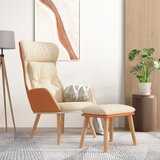 vidaXL Stolica za opuštanje i tabure od umjetne kože i tkanine krem | shoptok.hr