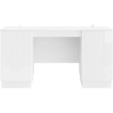  Miza z vrati Bela visok sijaj 142,5 x 50 x 75 cm Inženirski les, (5000283180) | Shoptok.si