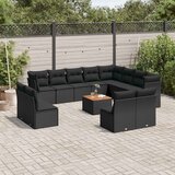  13-dijelni set vrtnih sofa s jastucima poliratan crni | shoptok.hr