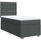 vidaXL Box spring postelja z vzmetnico temno siva 100x200 cm blago | Shoptok.si