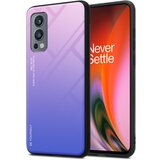  ohišje, združljiv z oneplus v roza - modri - dvobarvni zaščitni pokrov iz silikona tpu in hrbta iz kaljenega stekla, (20591429) | Shoptok.si
